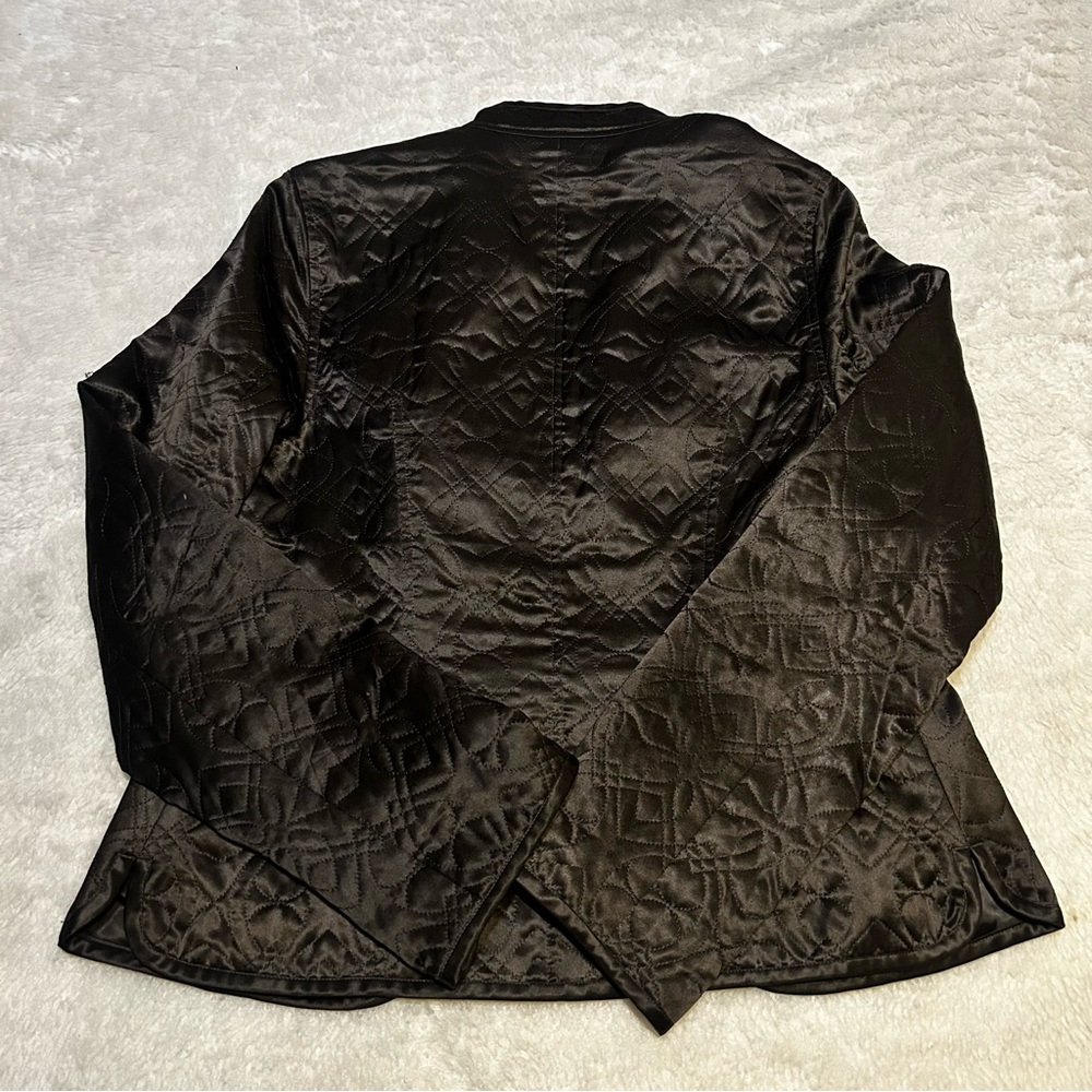 Banana Republic 100% Silk  Blazer Jacket Dark Brow Quilt Womens - Picture 2 of 4